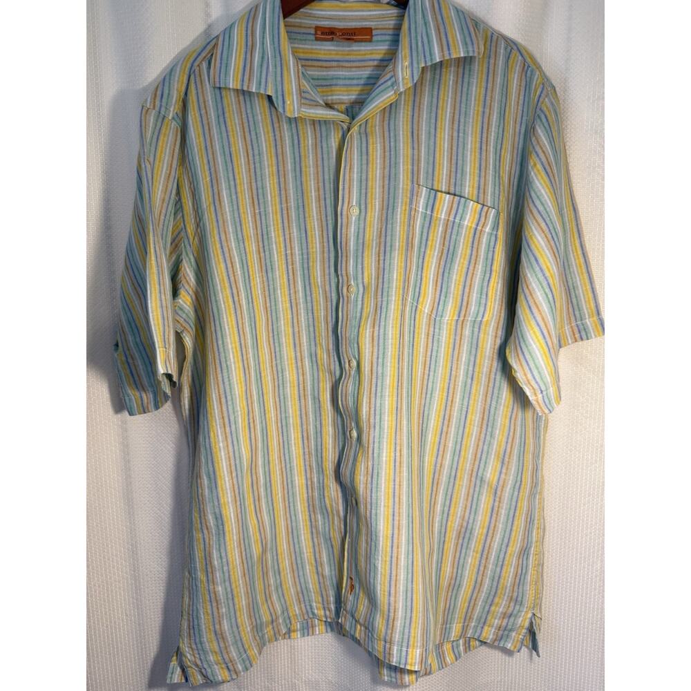 Sette Ponti 100% Linen XL‎ Men’s Shirt Sleeve Shirt FREE SHIPPING